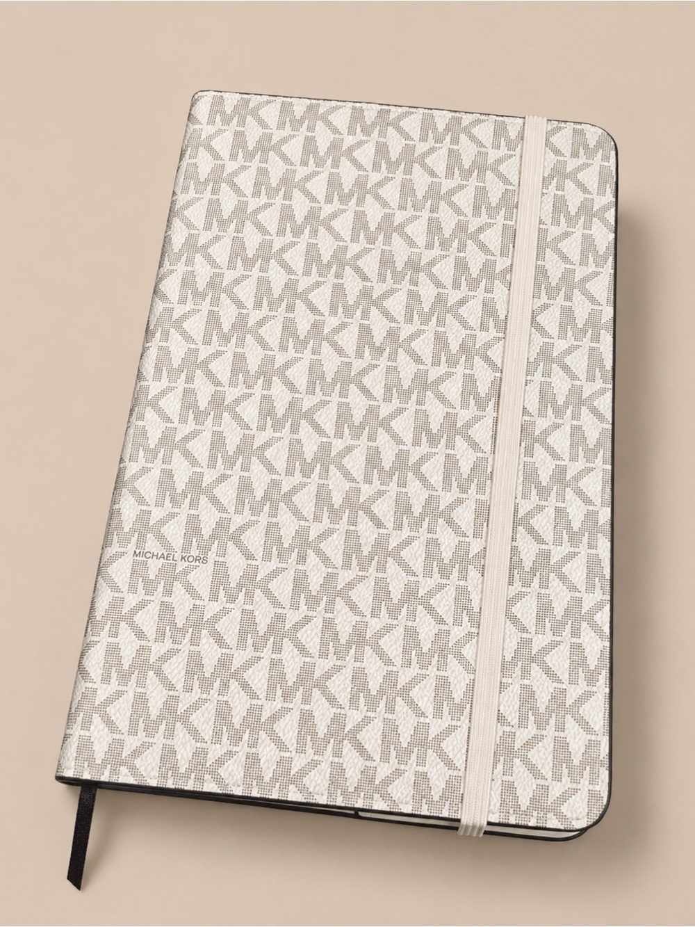 NWT Michael Kors White and Light Gray MK Monogram Notebook Journal